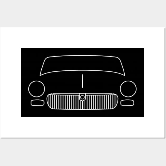 MG Midget classic sports car outline graphic (white) Wall Art by soitwouldseem